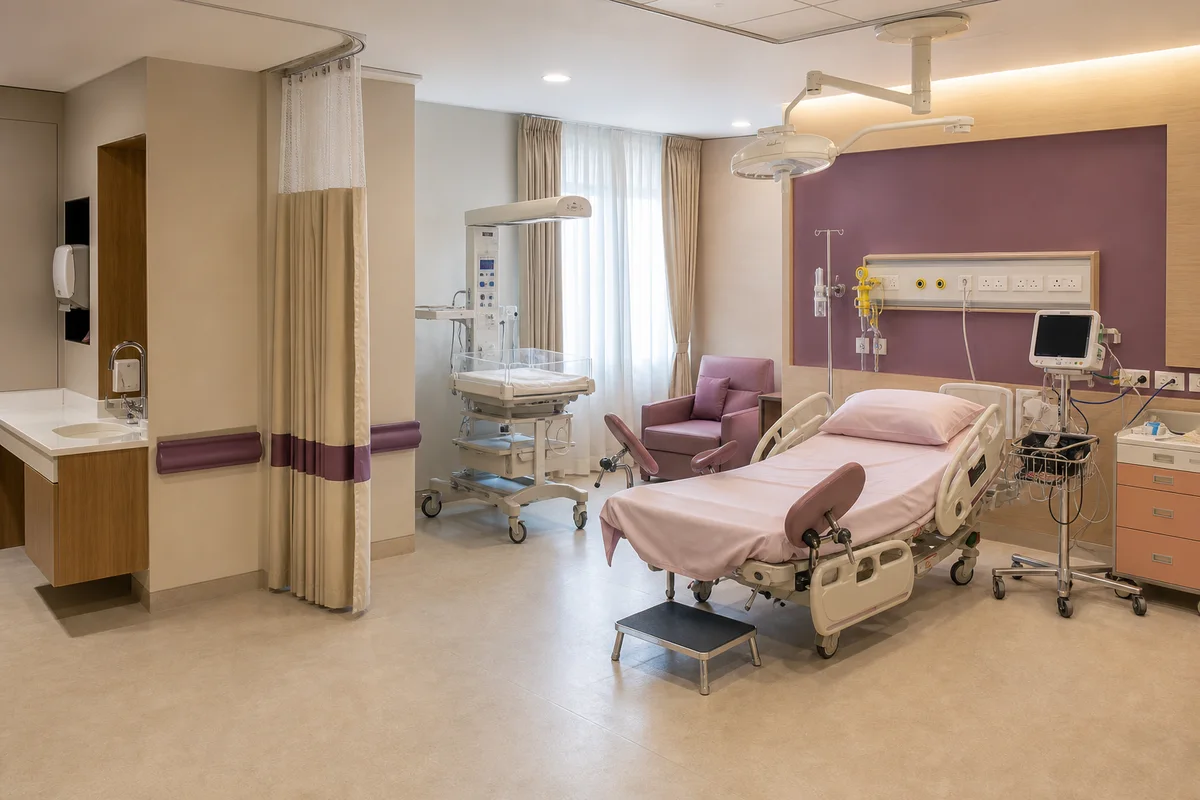 Representative private maternity delivery room