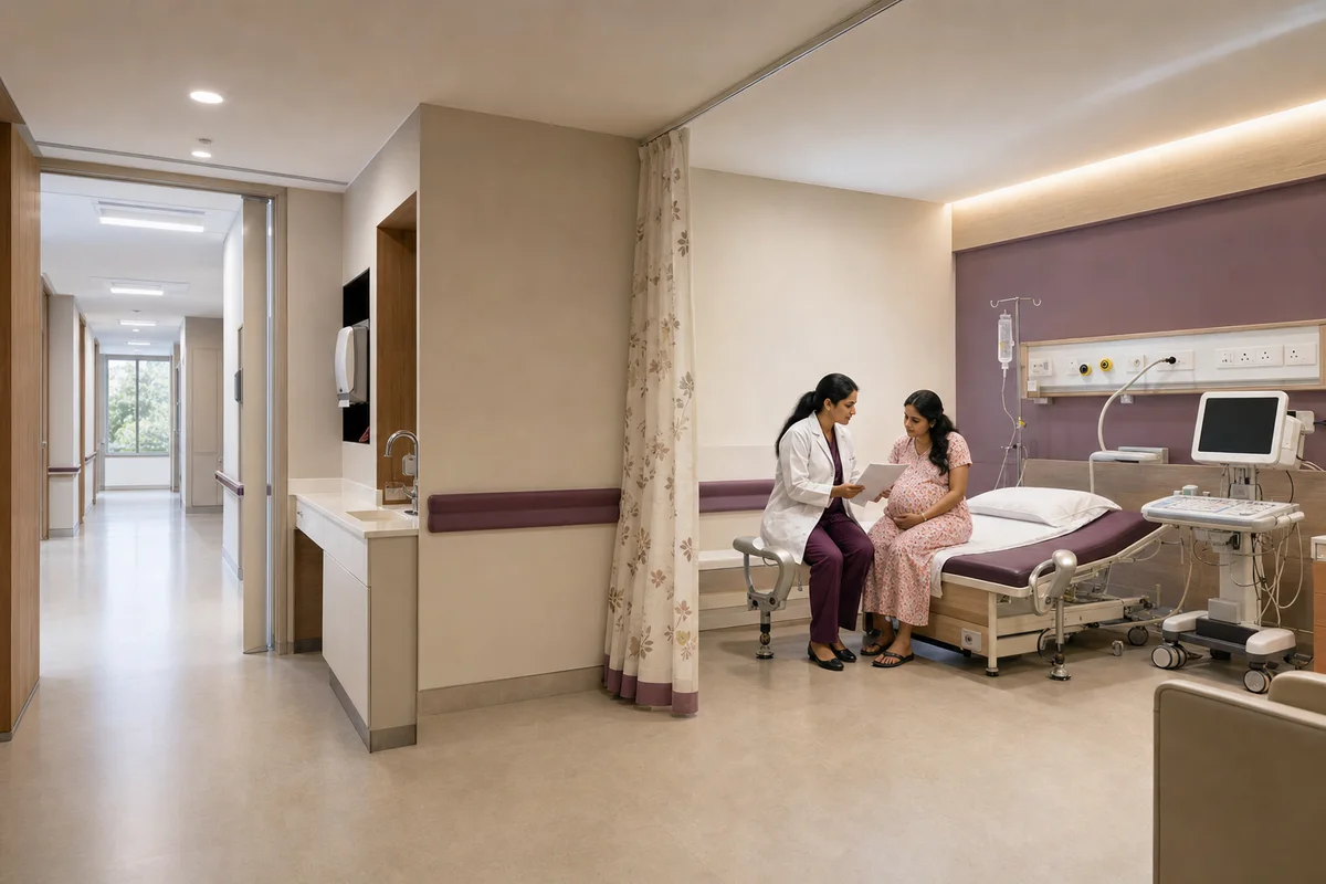 Representative antenatal consultation in a prepared maternity room